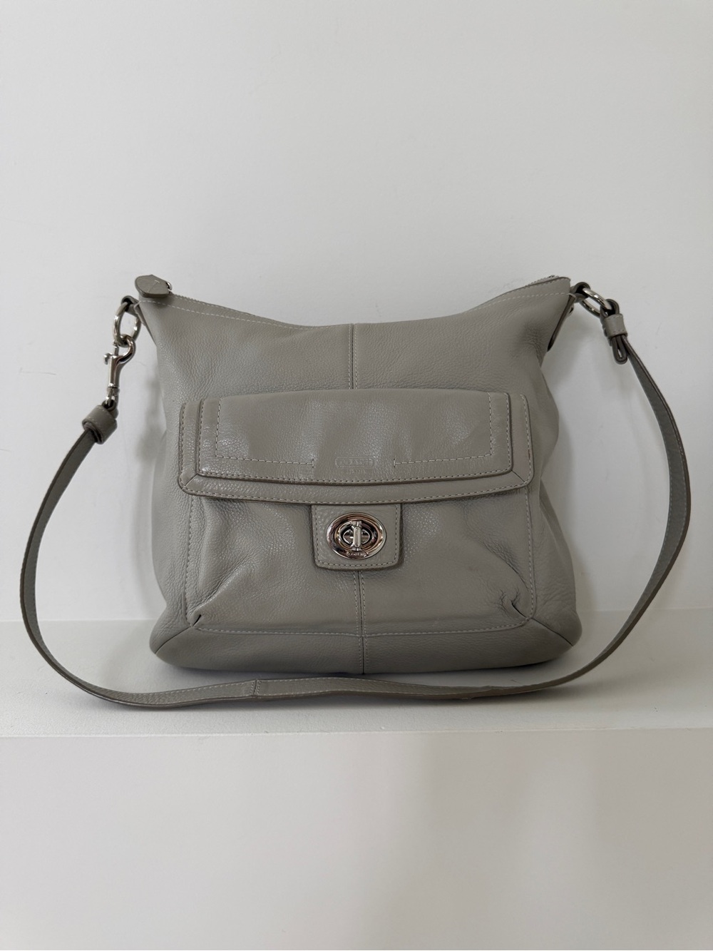 COACH Penelope F190045 Pebbled Leather Shoulder Bag Convertible Strap Neutral